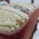 1950s, Danish wingback armchair, wool fabric, red furniture velour.