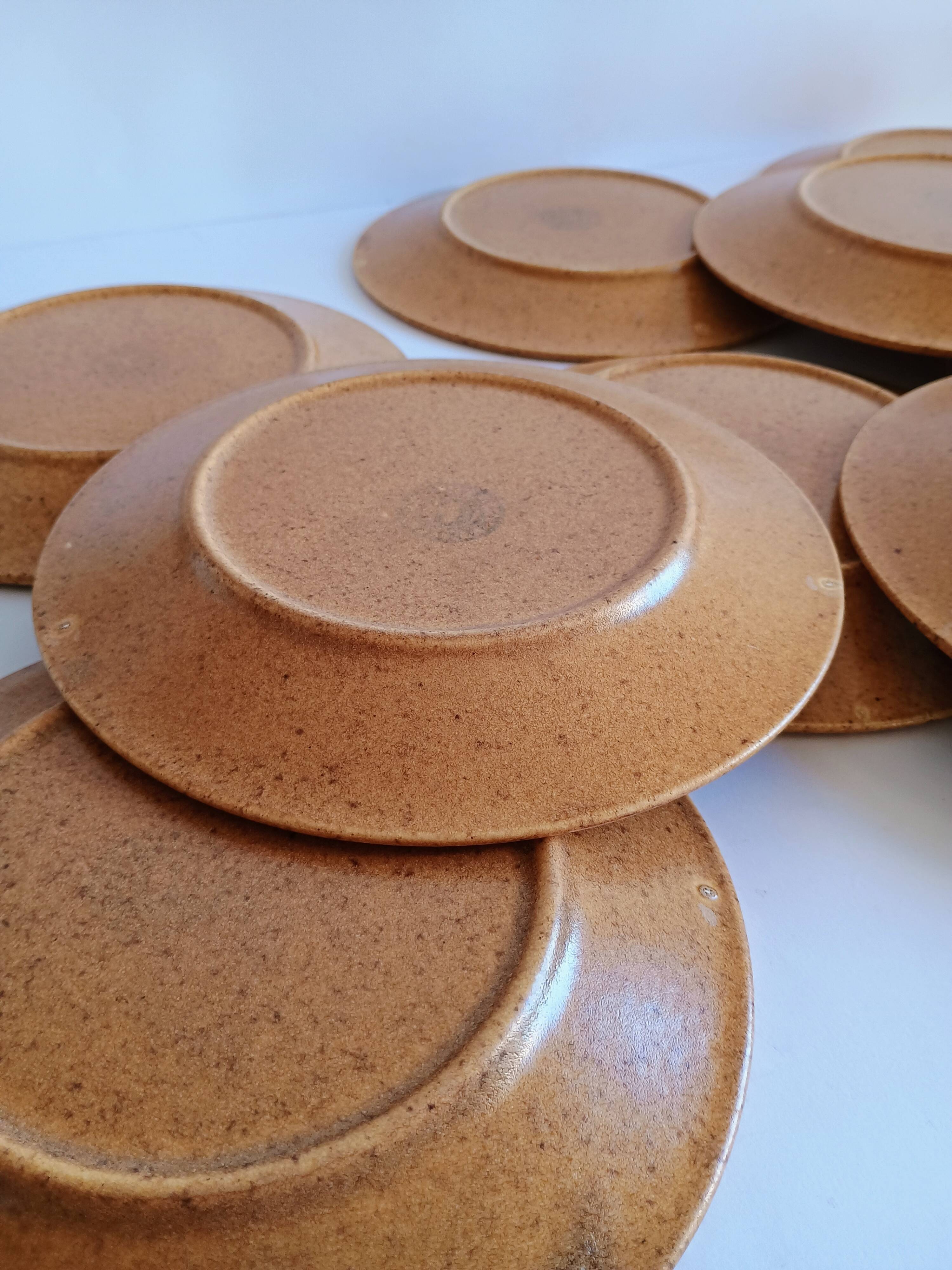 Set of 10 dessert plates Gres Chantilly Longchamp France