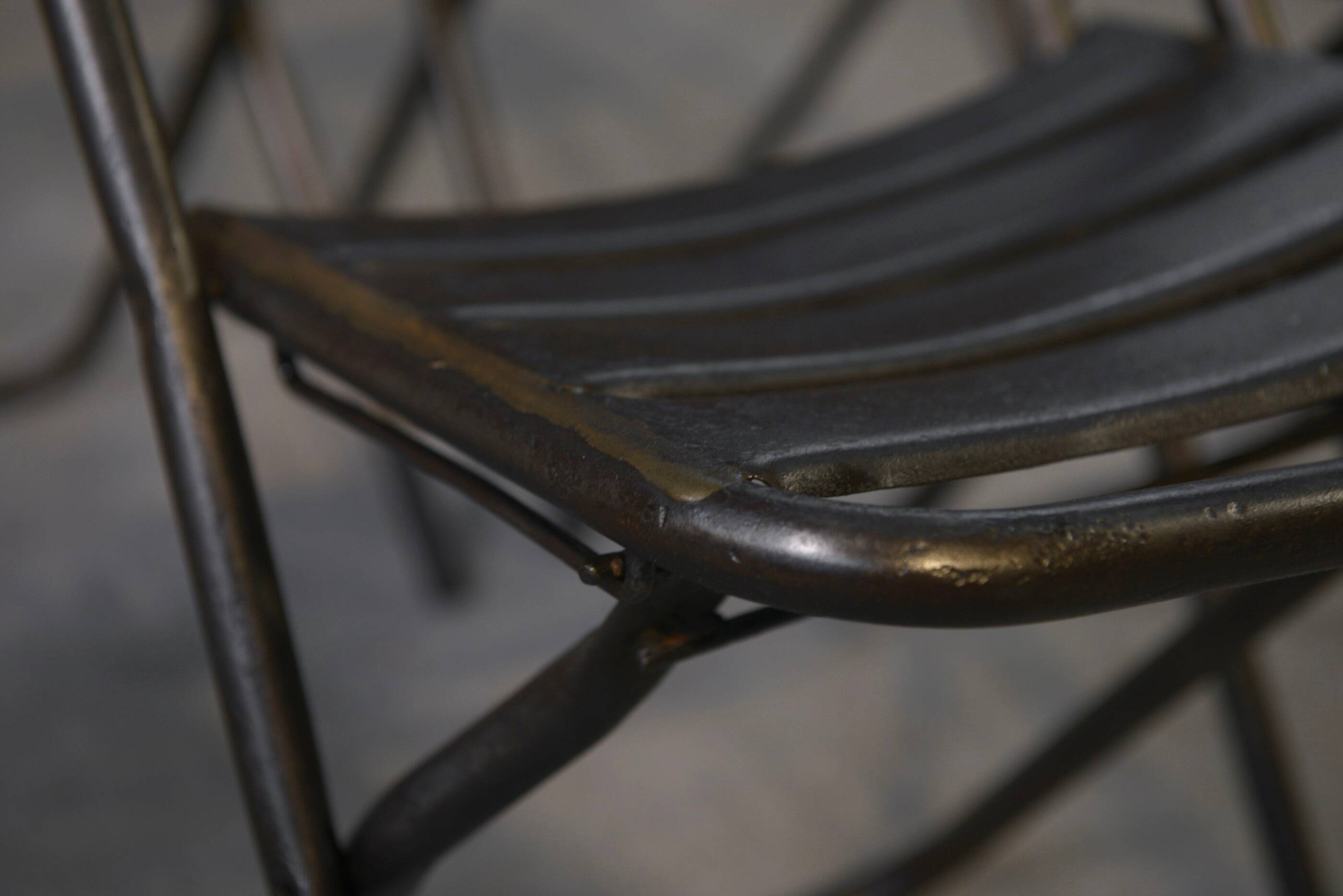 Set of 6 industrial folding chairs assembled by soldering 1950