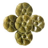 5 assiettes à coquillages en barbotine Gien émaillée verte