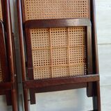 Vintage folding cane and wood chairs