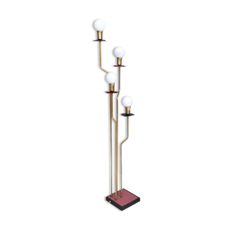 Brass, varnished metal and plexiglas floor lamp "alberelli" by c. la gaipa, 2020