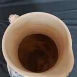 Pitcher jug vase earthenware floral decor blue early 20th century