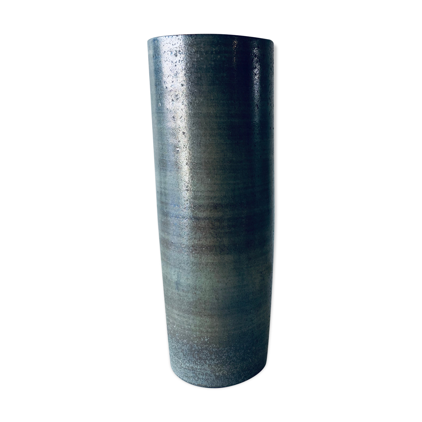 Signed ceramic tubular vase