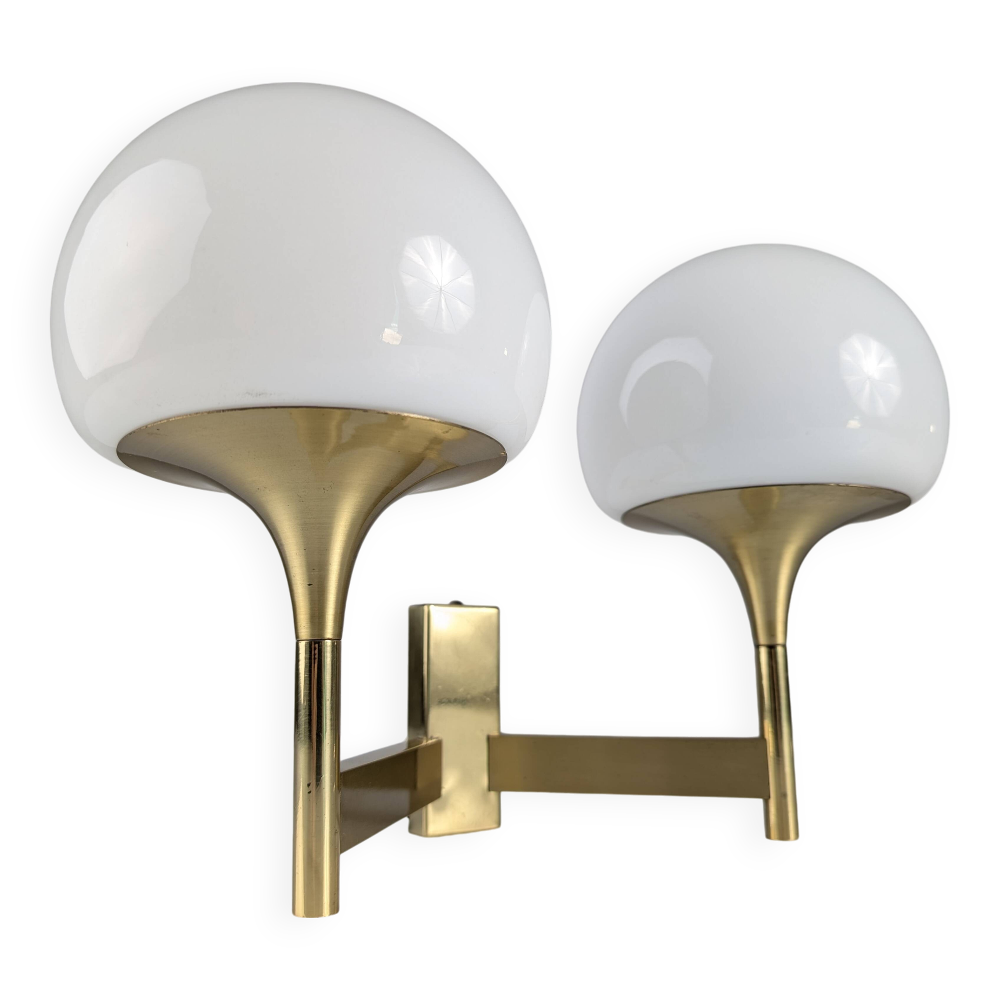 Italian Brass and Opaline Wall Sconce Sciolari, 1960s