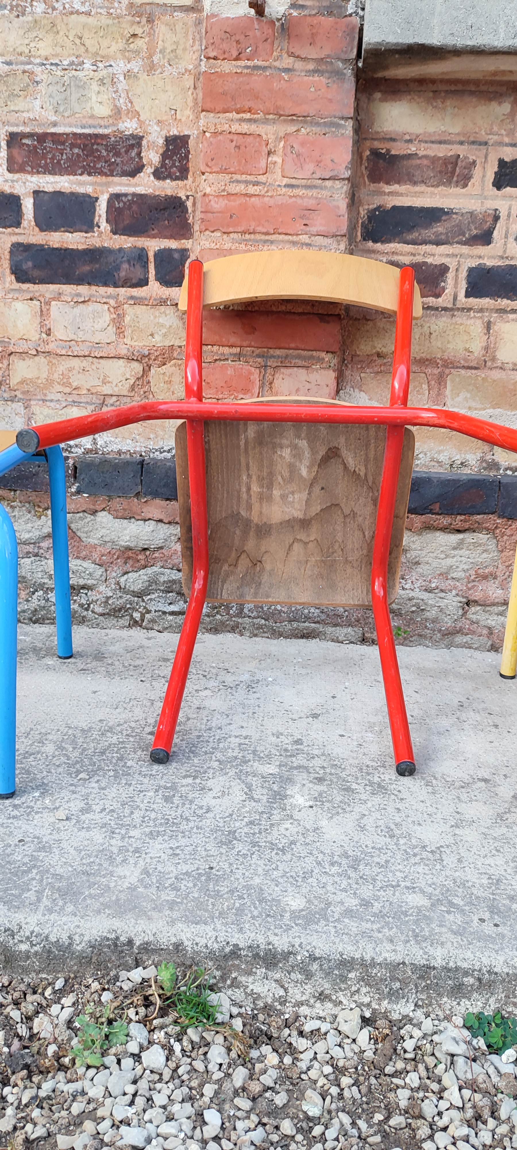 Set of three vintage children's school chairs