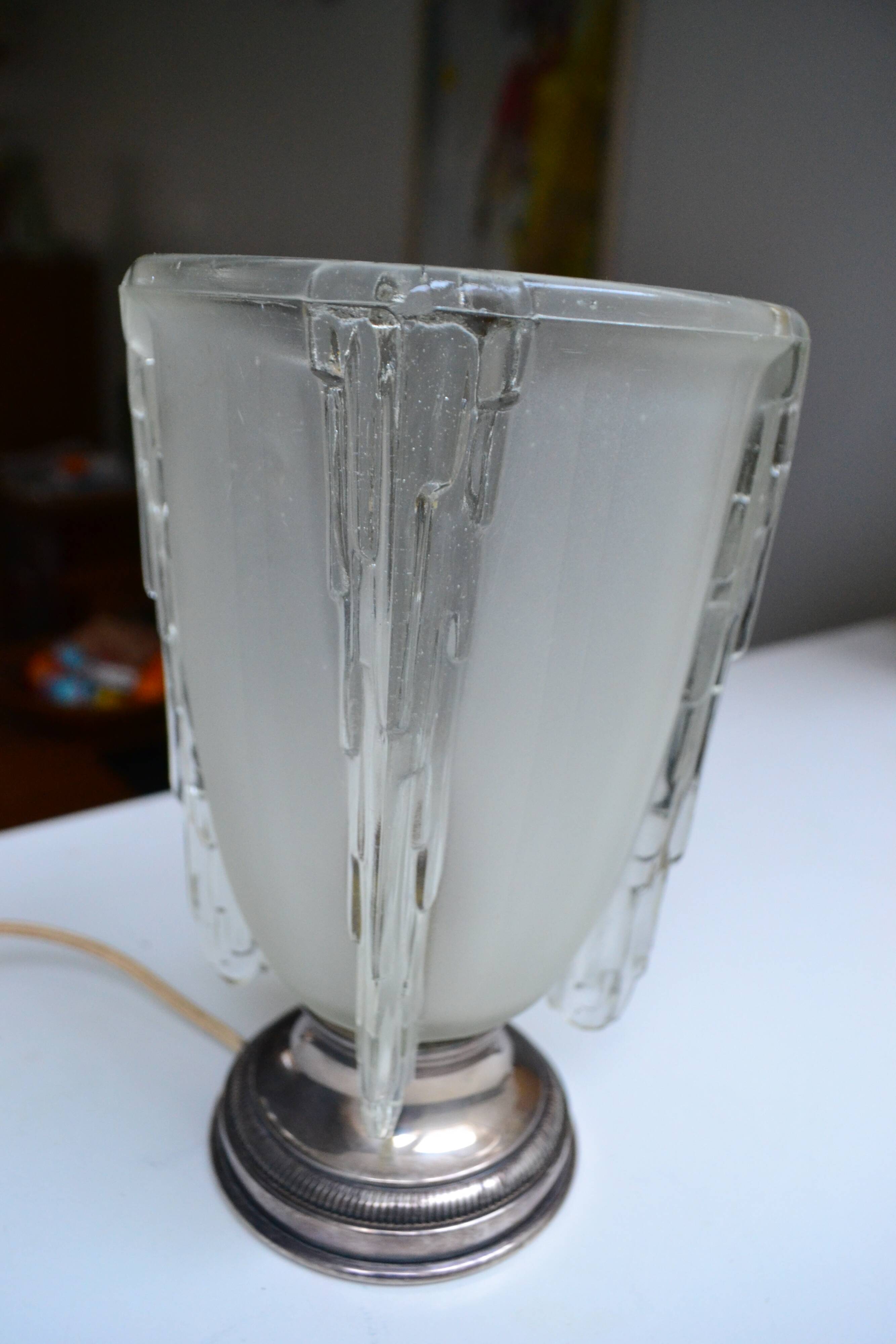 Art deco lamp jean gauthier ezan opalescent glass 1930s