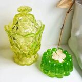 Lime tinted glass candle holder