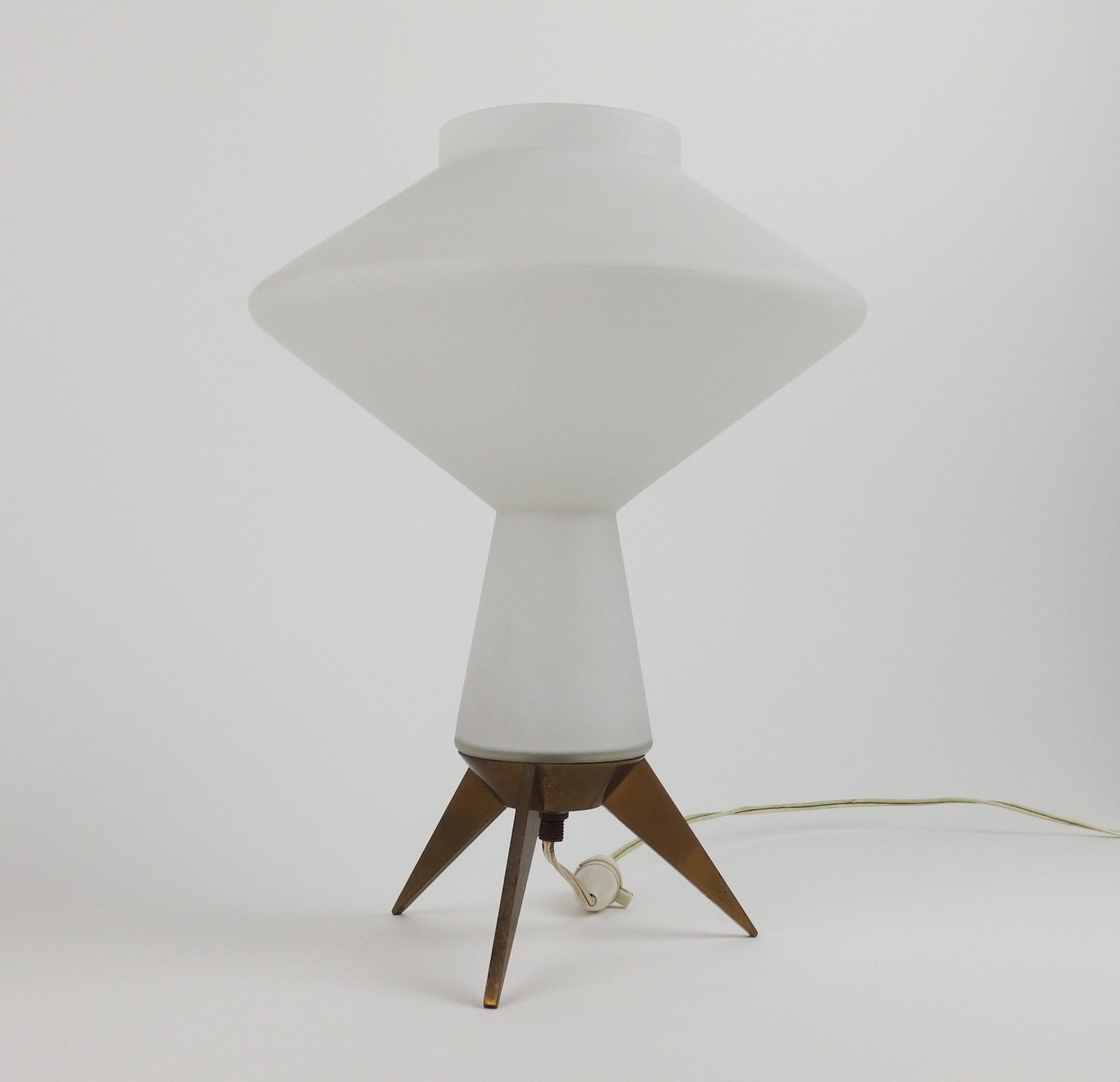 Lampe en verre opalescent 1950-60