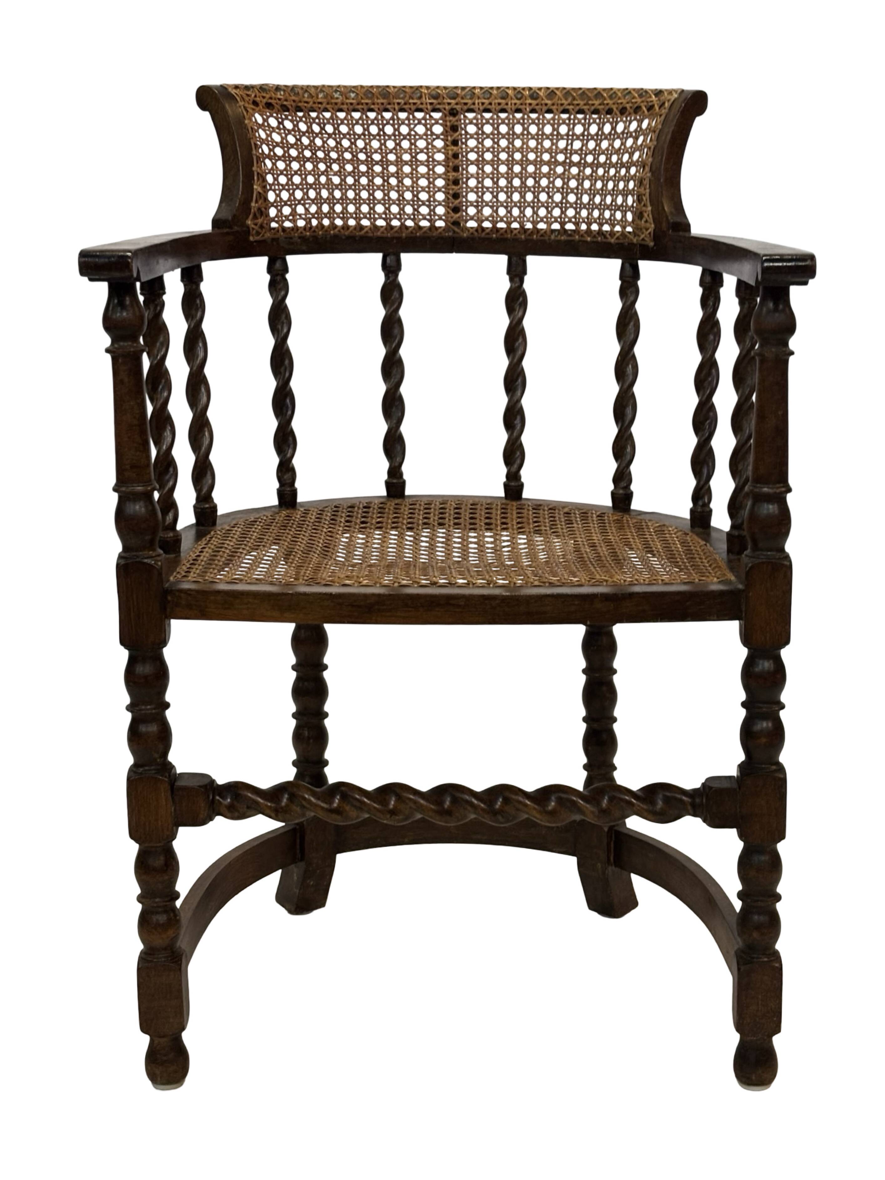 Antique Barley Twist, Rattan Seated Captains Chair easy chair Classic