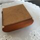 Vintage wooden cigarette box and brass curtain sliding lid
