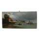 Old painting on wood sea le pouliguen 20x40 cm