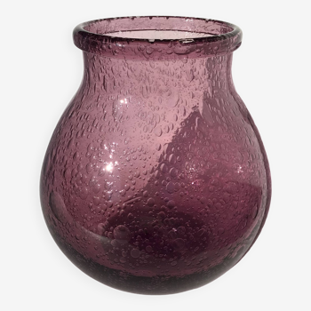 Bubble mouth blown glass vase Biot style height 22cm