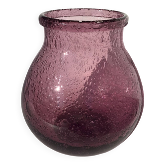 Vase en verre soufflé bouche bullé style Biot