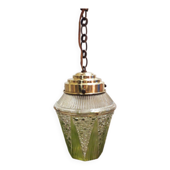 Old entrance pendant light - Molded glass - 1950