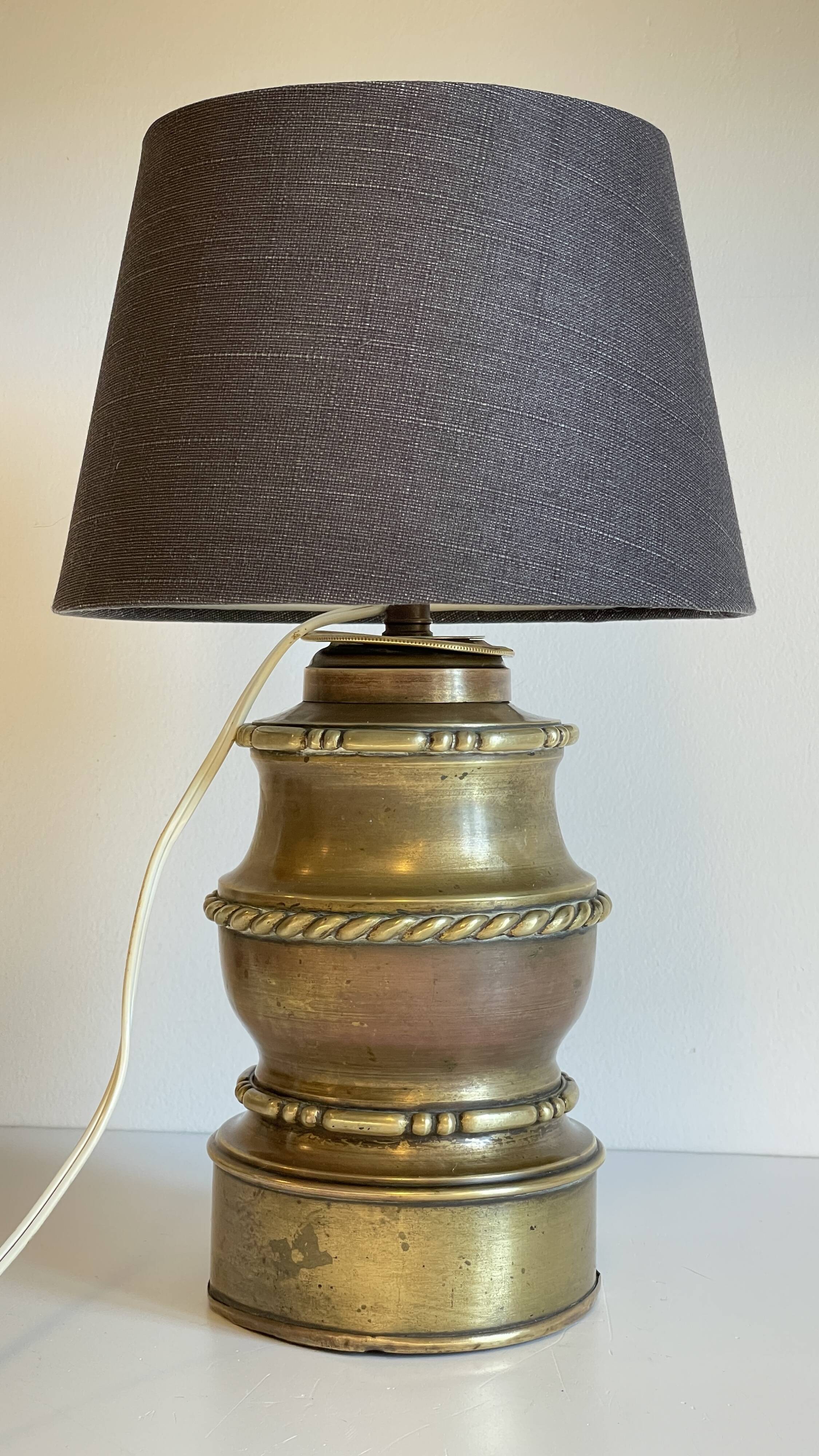 Chic brass lamp and vintage fabric