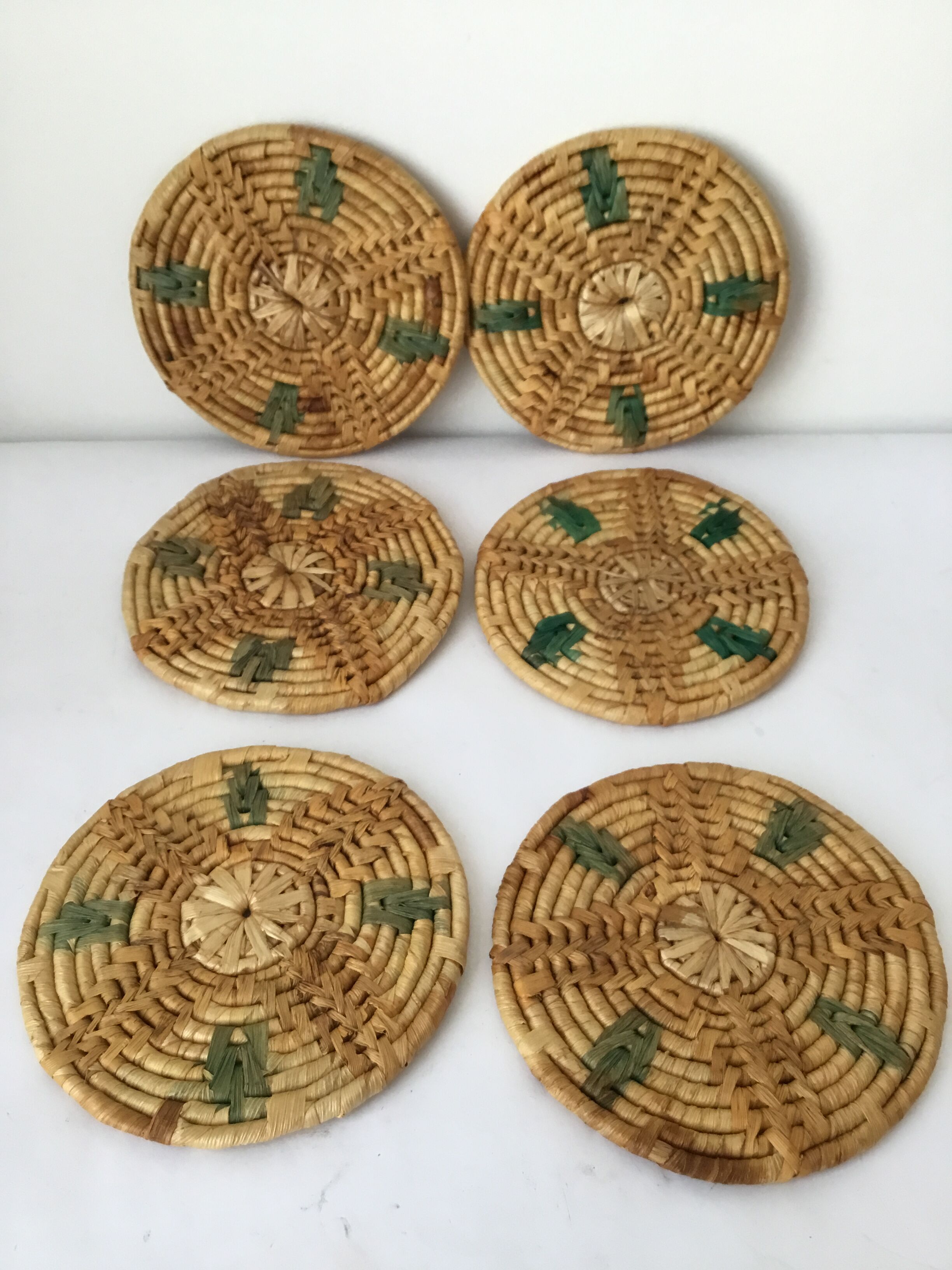 6 braided wicker glass bottoms