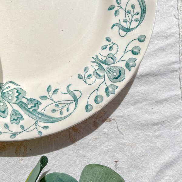 Lot de 6 Assiettes Plates Anciennes Terre de Fer ''Figuig'' – Longchamp XIXe