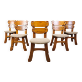 5 chaises de salle à manger brutalistes, années 1960
