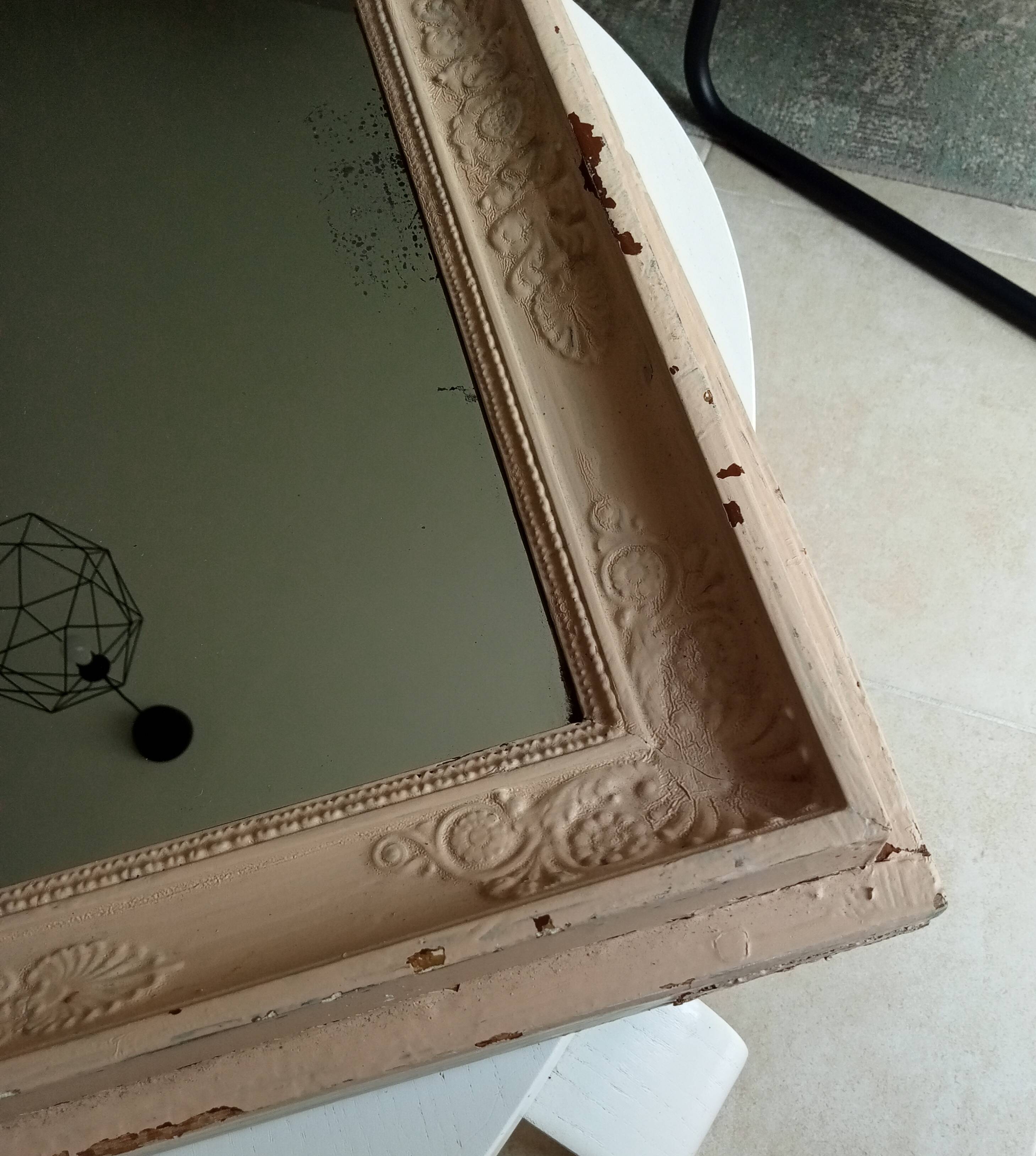 Antique 19th century mirror in carved solid wood 65*54cm