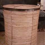 Large XL Rattan & Brass Basket with Handles