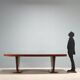 Large vintage wooden and brass table, design, Italy, 1940s-1950s