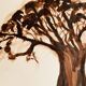 Signed monochrome watercolour painting of a baobab tree, South Africa.
