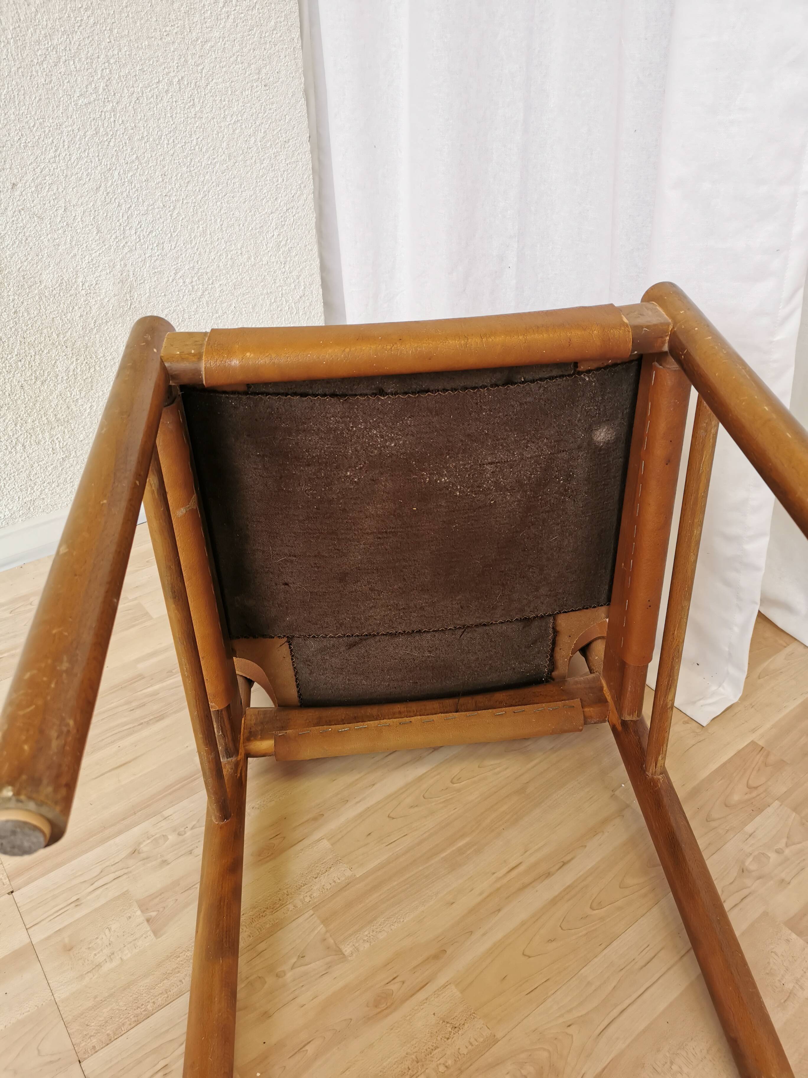 Vintage Janez Lajovic Leather Dining Chair: Mid-Century Modern 1980s