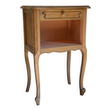 Wood and pink bedside table