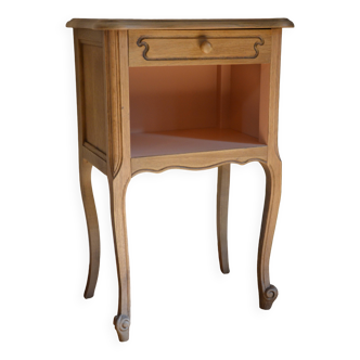 Wood and pink bedside table