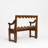 Liturgical bench with fruit wood backrest - French work - nineteenth century.
