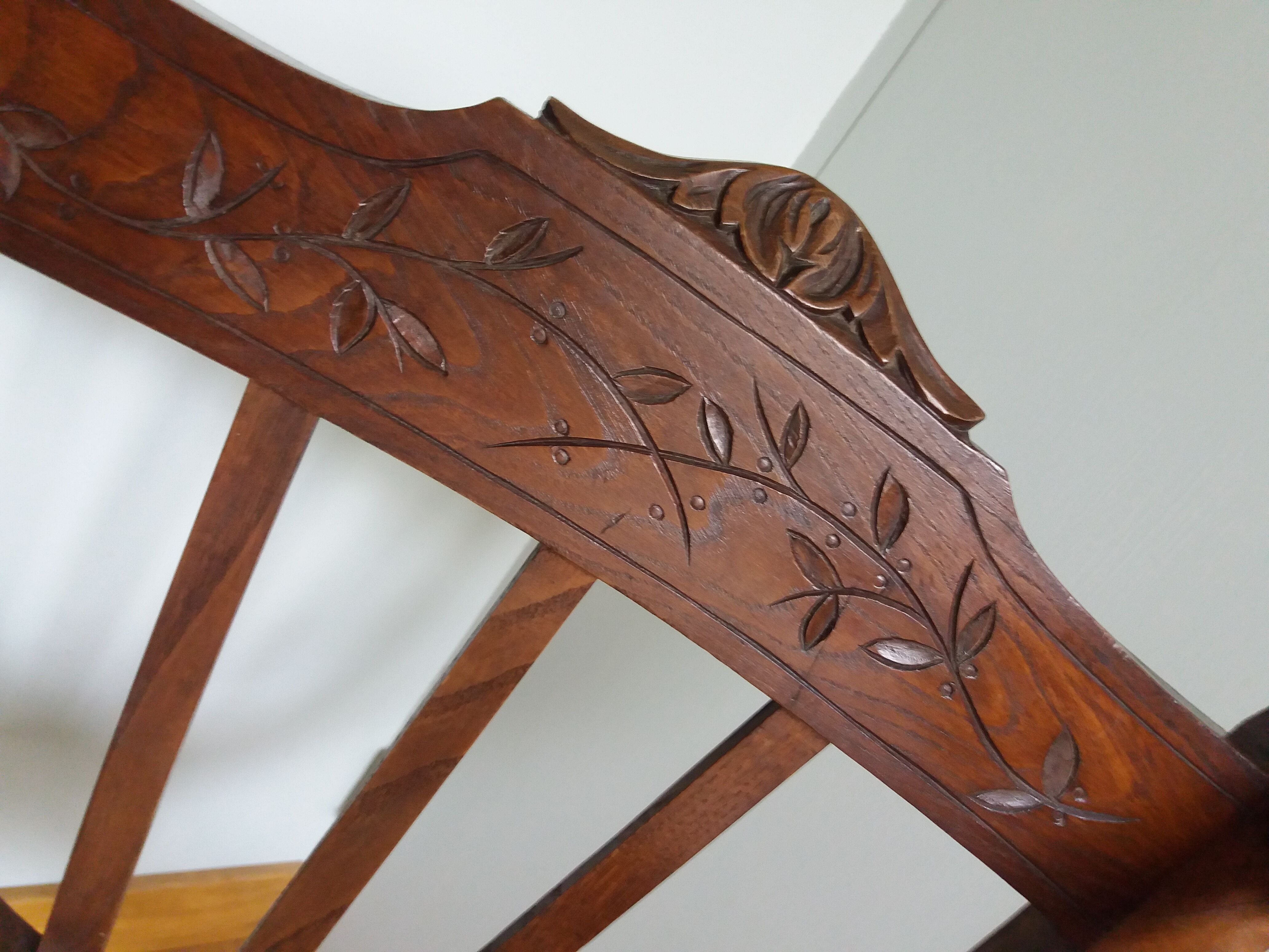 Armchair Curule Dagobert wood and rattan canning