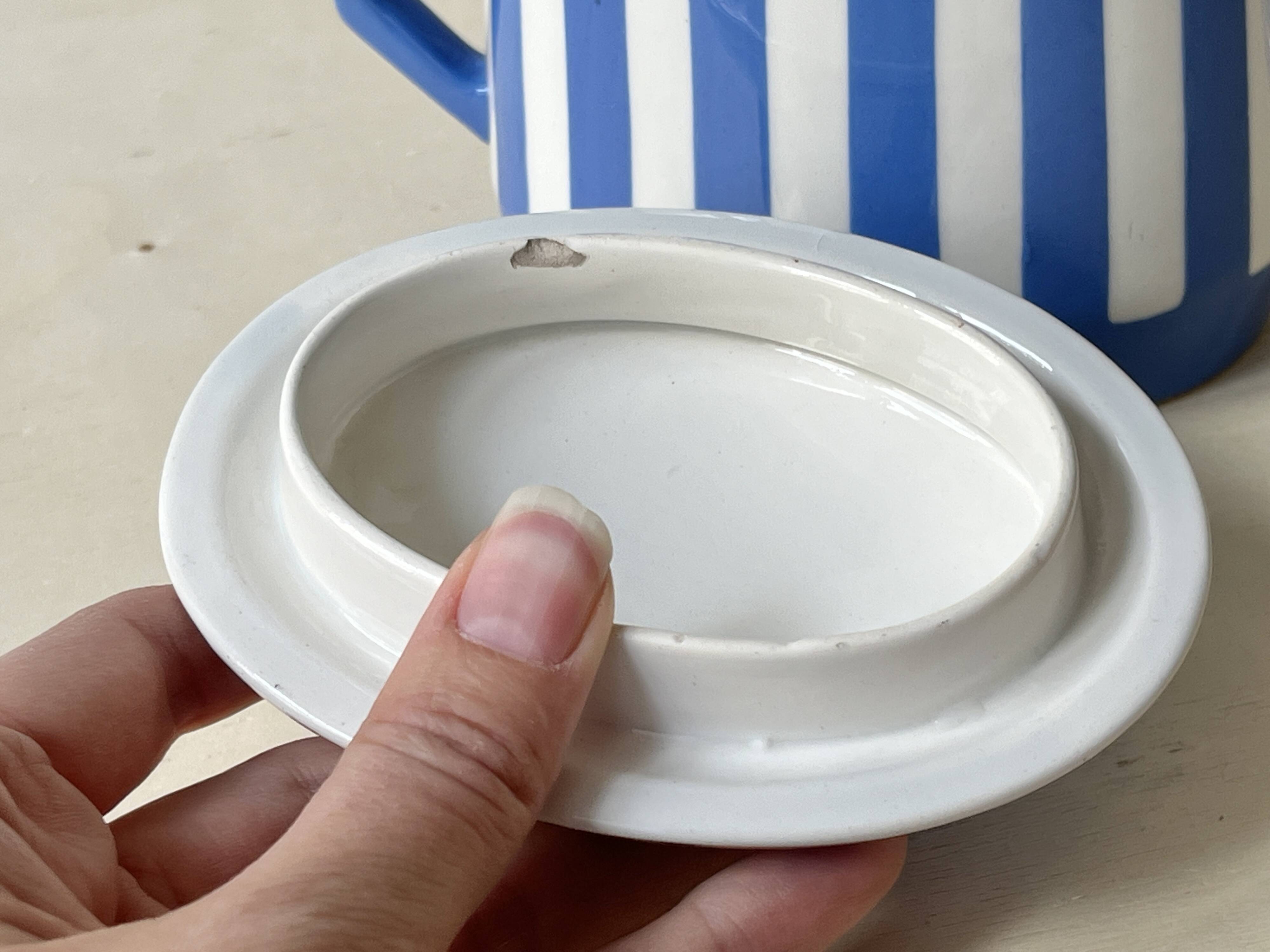 Fox trott sugar bowl from sarreguemines, 1930s, vintage art deco earthenware