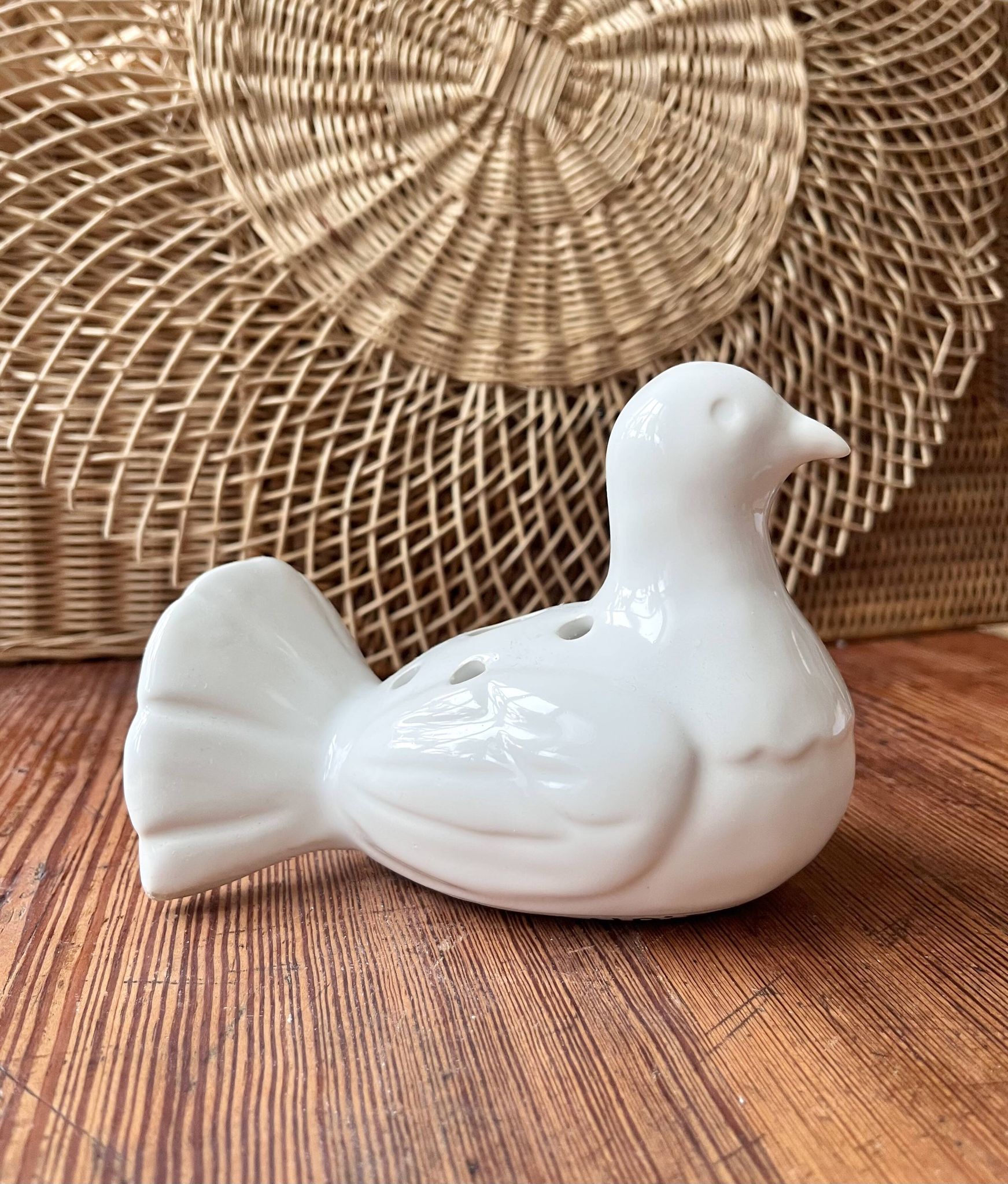 Ceramic vase bird flower spike