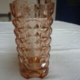 Pink vintage pressed glass vase