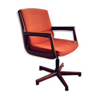 Scandinavian office vintage chair in teak and fabric