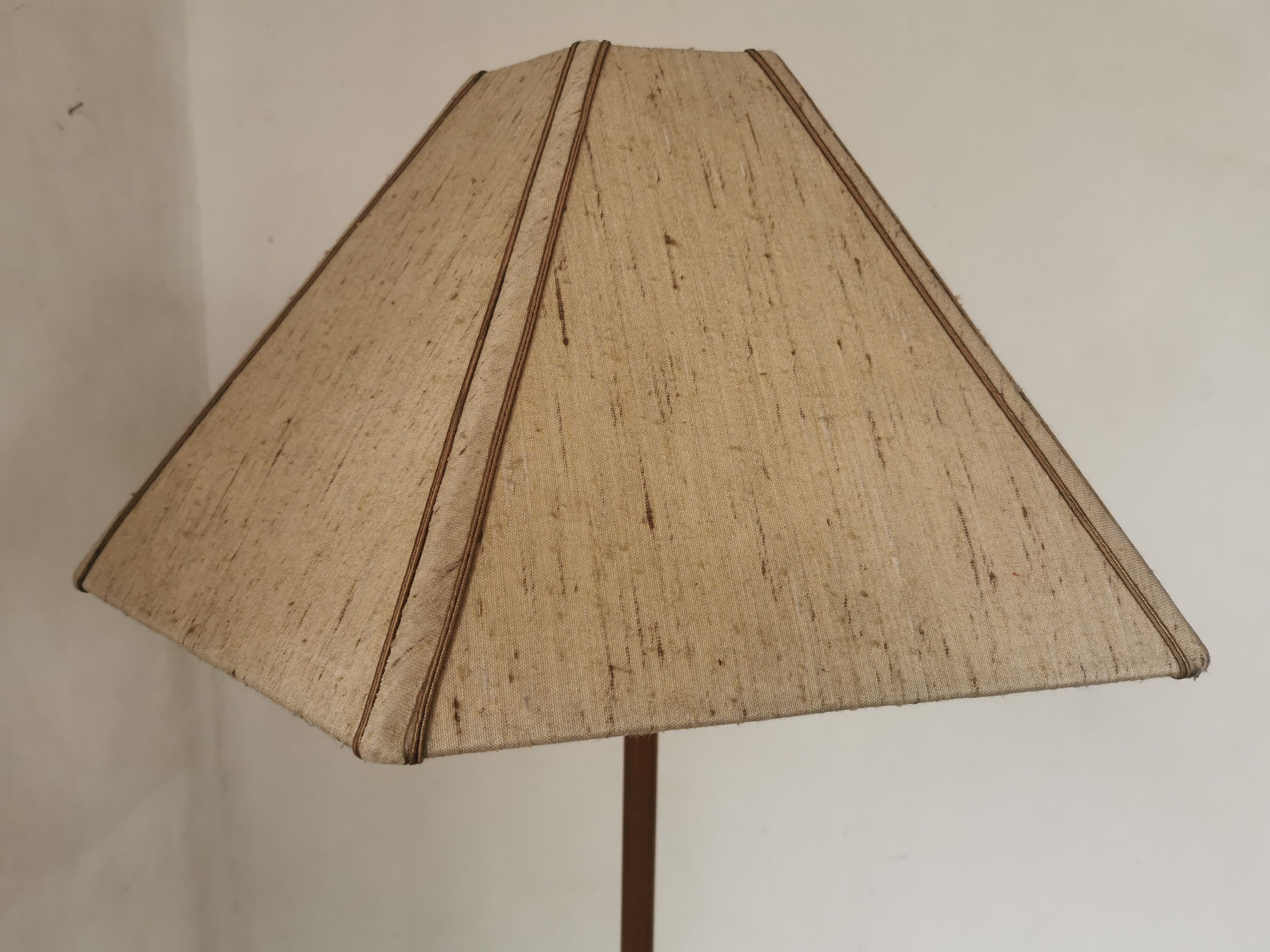 Scandinavian floor lamp 1960, wood and brass