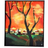 Painting 'Aftenrode' - mid century modern / 70's abstract