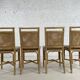 Suite de 4 chaises en rotin cannage et laiton