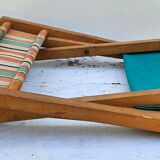 Folding fisherman's chair in wood and fabric