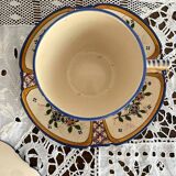 Antique Quimper Henriot earthenware cups and saucers