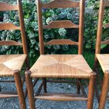 4 oak mulched chairs
