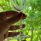 12 White Wine Glasses in Arques Crystal, Fleury Cut Flamépis Pattern