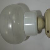 Scandinavian Ceiling Light In Ribbed Glass /vintage