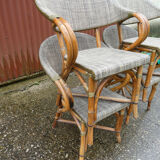 Lot of 4 chairs terrace bistro type "Parisian" brown and beige