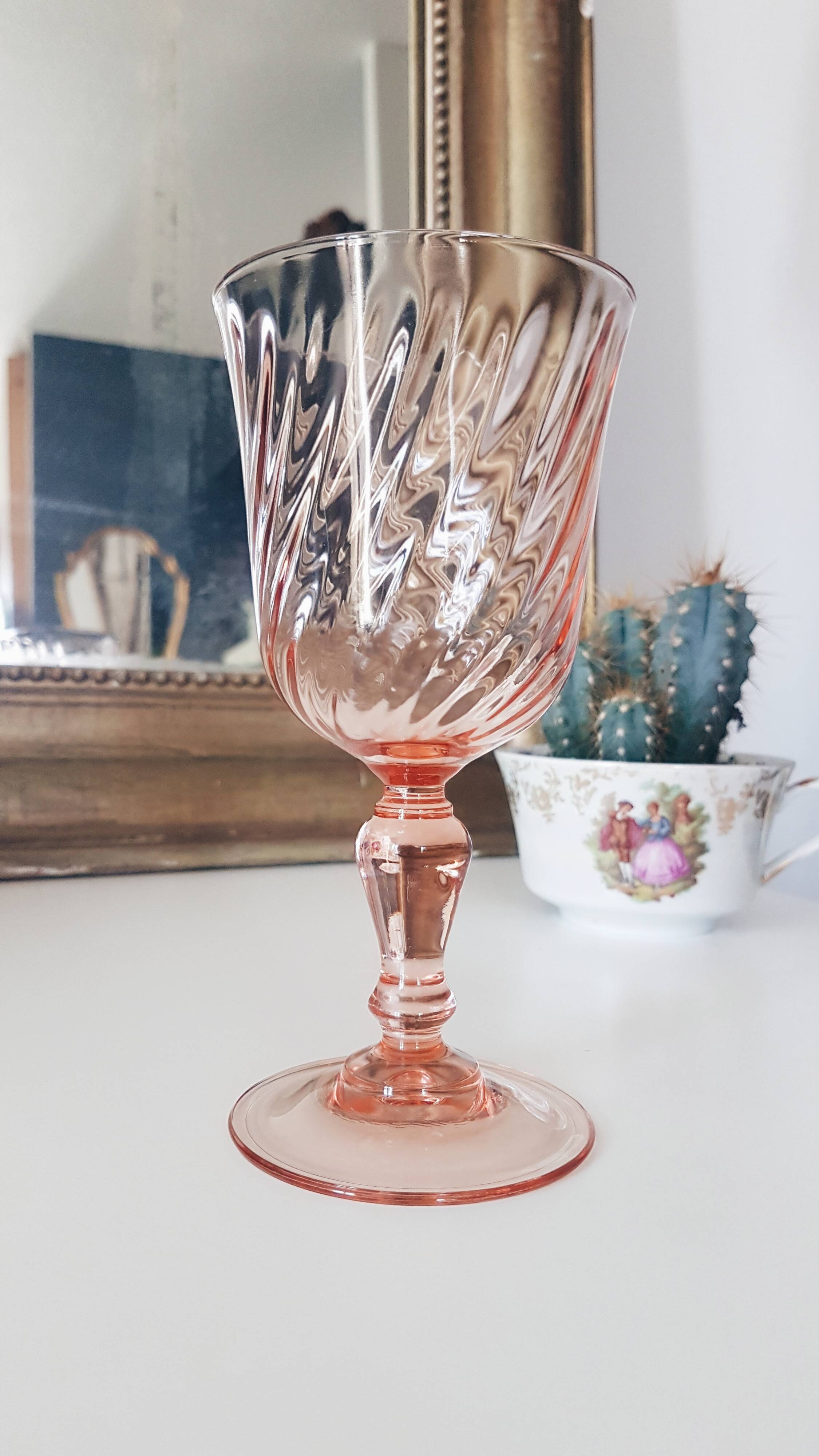 set of 6 red wine glasses pink rosaline luminarc arcoroc 14.5cm vintage