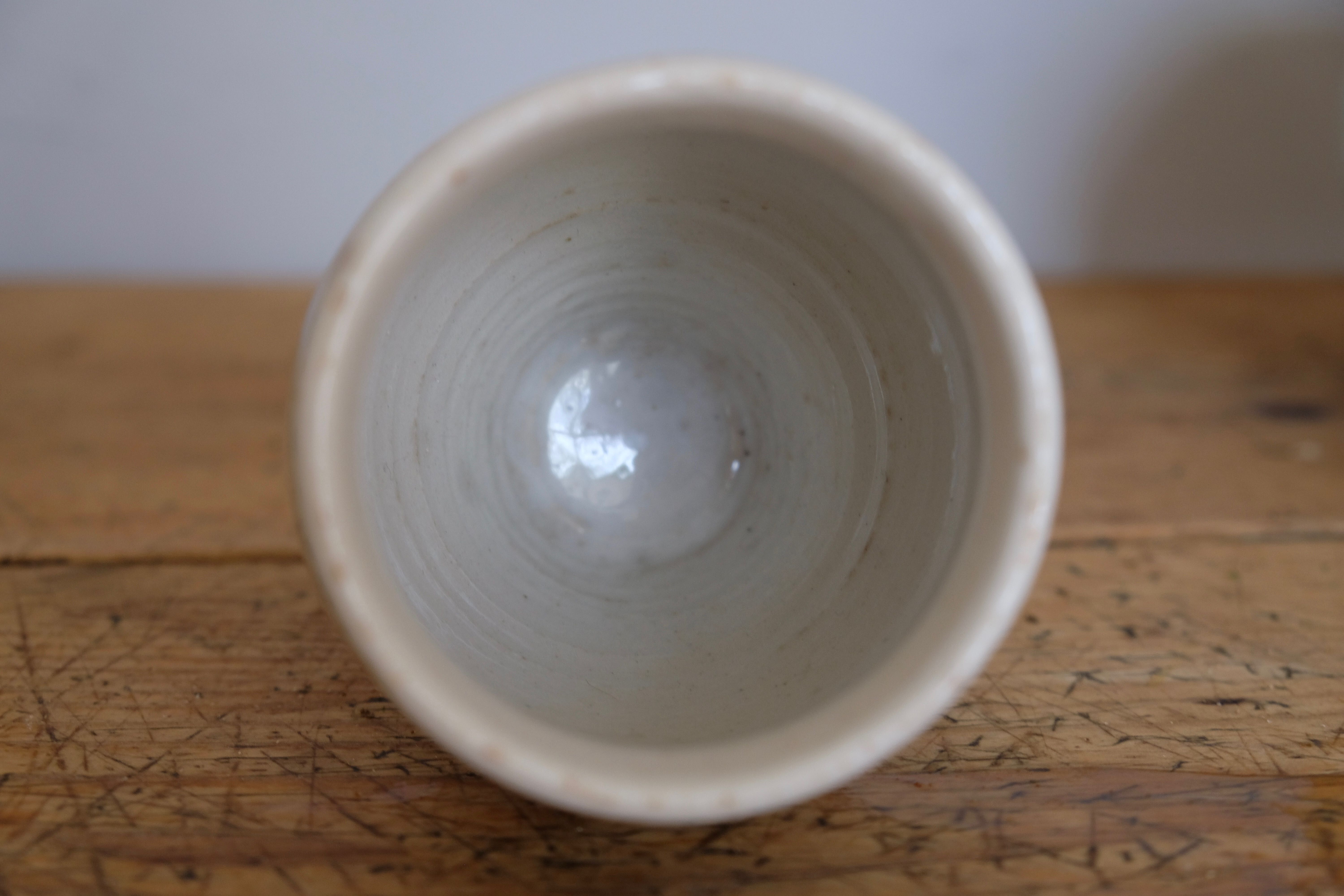 Old sandstone pot glazed beige and blue