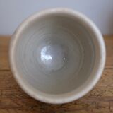 Old sandstone pot glazed beige and blue