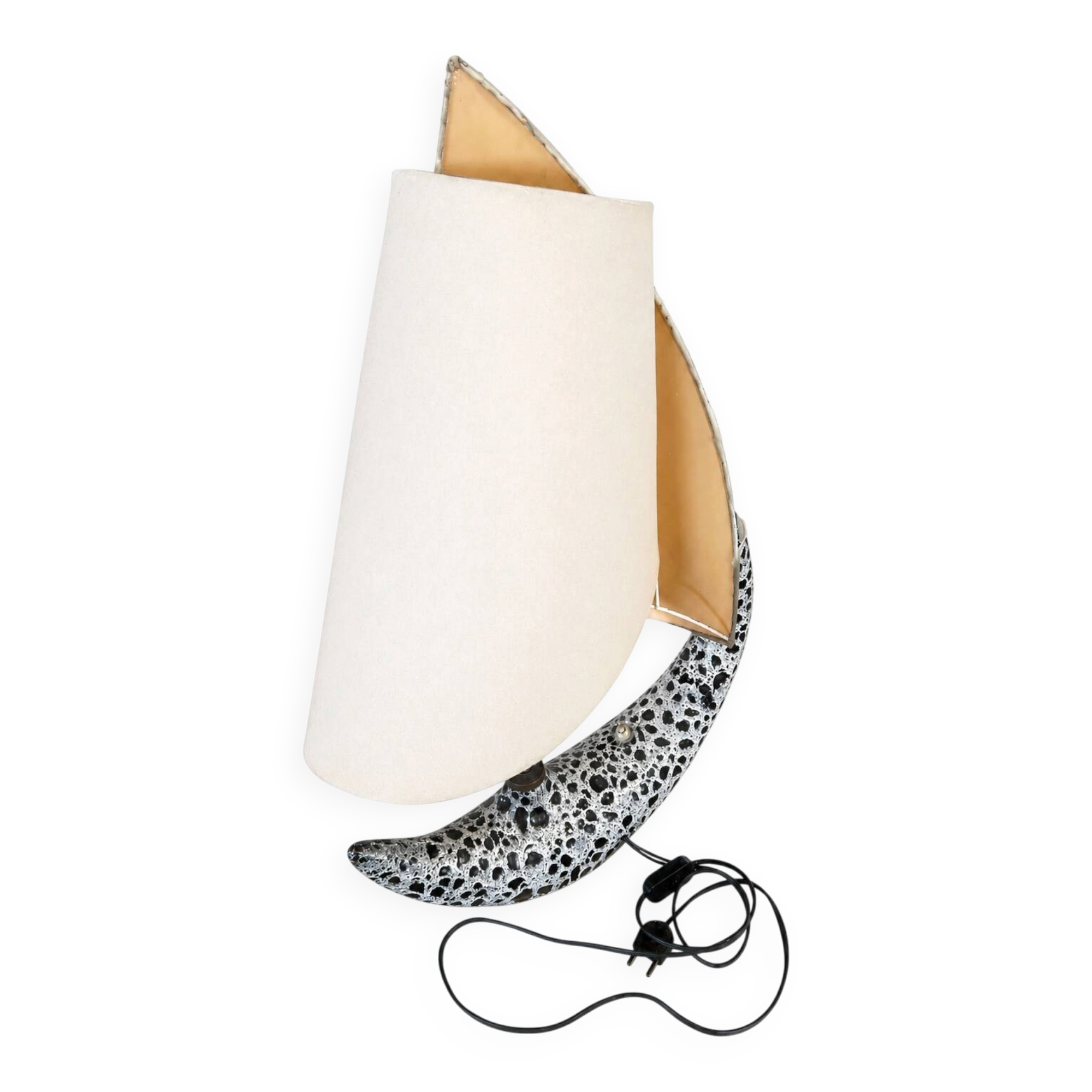 Ceramic table lamp in the shape of a boat from Vallauris.