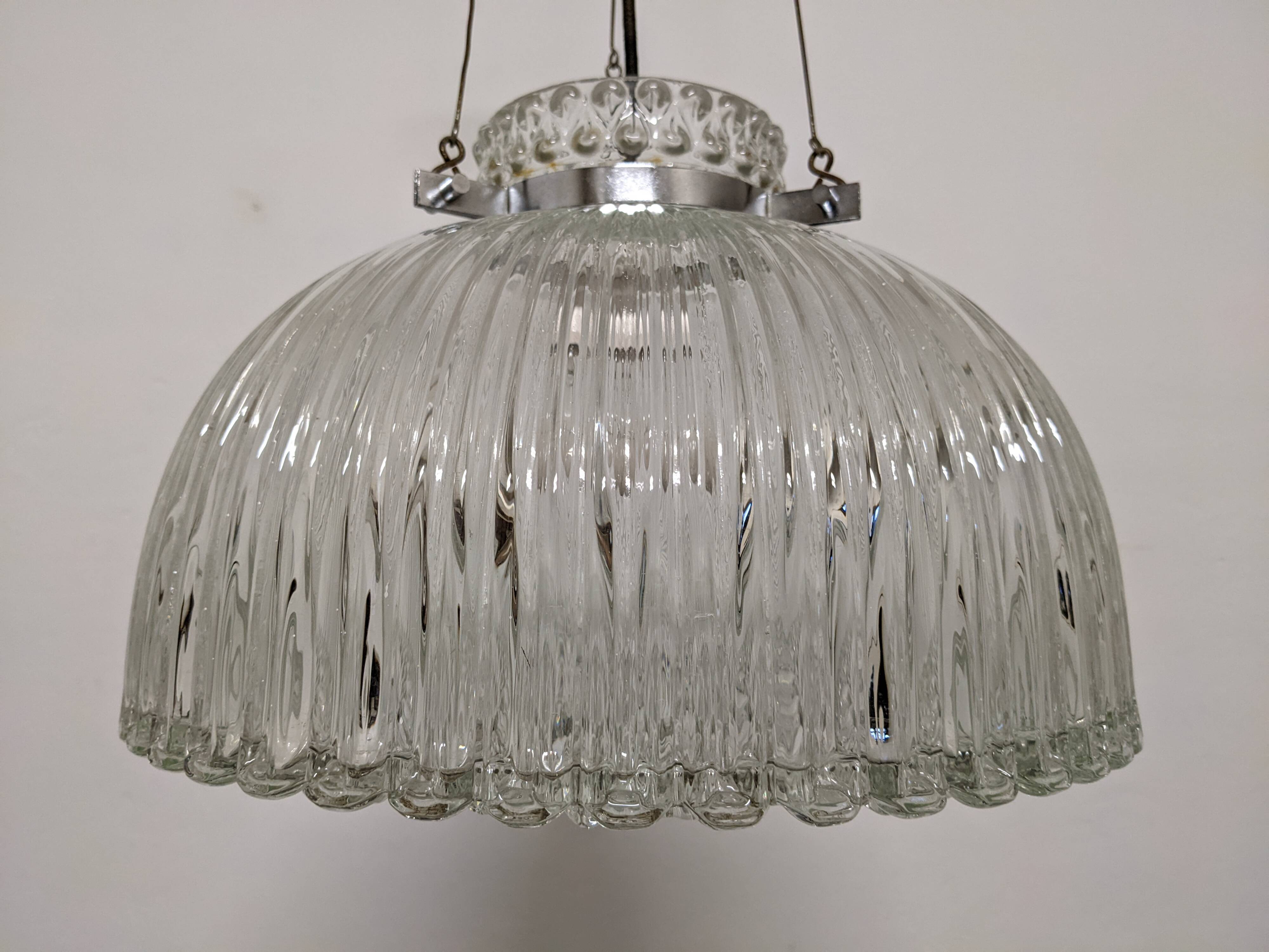 XL dome pendant light in blown glass, Italy circa 1960